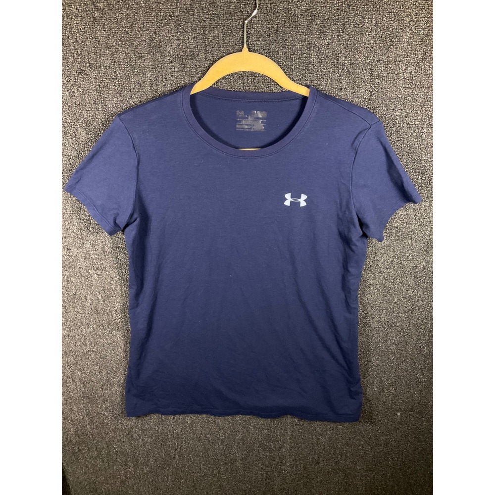 Under Armour HeatGear Navy Blue Short Sleeve T-Shirt Kids Youth XL Loose Fit